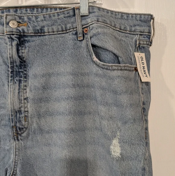 NWT Old Navy Light Wash Extra High-Waisted Sky-Hi Wide-Leg Jeans in Size 24 - Picture 4 of 15